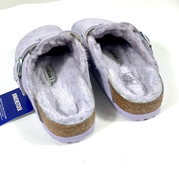 Birkenstock Boston Shearling Suede Clogs Purple Fog - Picture 6 of 17